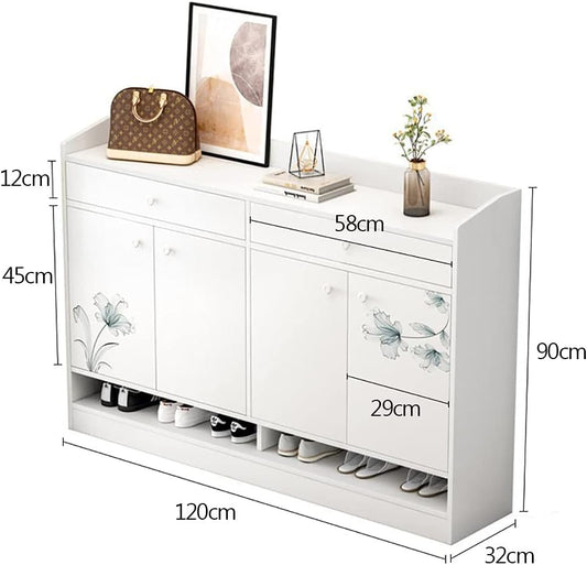 MUMOO BEAR 4 Doors Shoe Storage Cabinet, Wooden Shoe Cabinet, Entry Door Shoes Organizer, Home Entryway Storage Cabinet, for Hallway Bedroom Living Room Balcony, B108 (Brown)