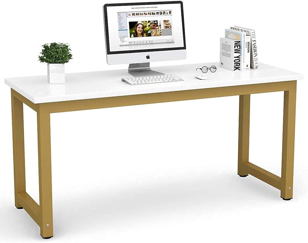 Tribesigns Modern Computer Desk, 63 x 31.5 inch Large Office Desk Computer Table Study Writing Desk Workstation for Home Office, Rustic/Black