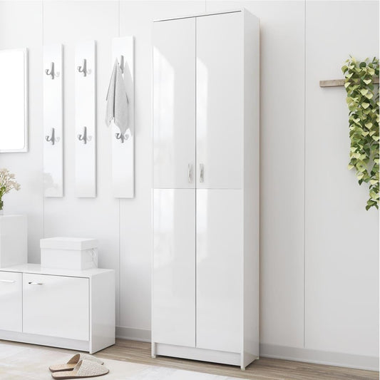 vidaXL Hallway Wardrobe High Gloss Living Room Clothes Storage Cabinet Bedroom Closet Cupboard Organiser Unit Furniture White Chipboard