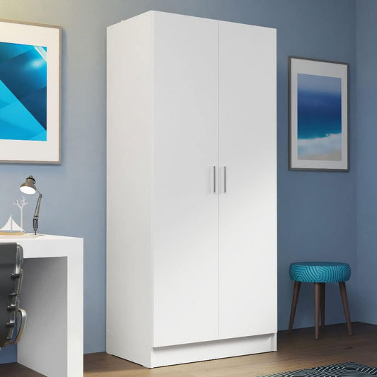 Madesa 2 Door Wardrobe Storage Cabinet, 71” H x 20” D x 31” L - White