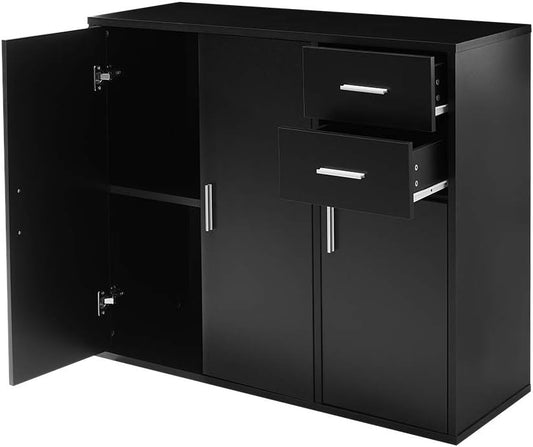 Panana Sideboard Storage Cupboard Cabinet Unit with Doors and Drawers Living Room Bedroom Furniture Black
