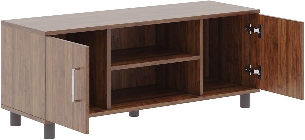 Wakefit TV Unit | 1 Year Warranty | TV Stand Table, TV Unit for Living Room, TV Cabinet, Cabinet Engineered Wood Cabinet with 2 Door & Open Shelf Storage Upto 42'' (Fortnite, Brown)