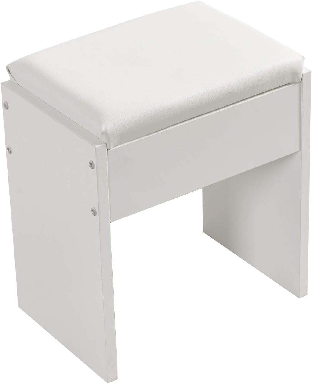 Meerveil Dressing Table Stool, White Soft Padded Wood Vanity Stool, 41x 35 x 45 cm Piano Seat