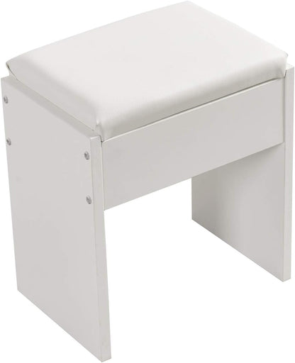 Meerveil Dressing Table Stool, White Soft Padded Wood Vanity Stool, 41x 35 x 45 cm Piano Seat