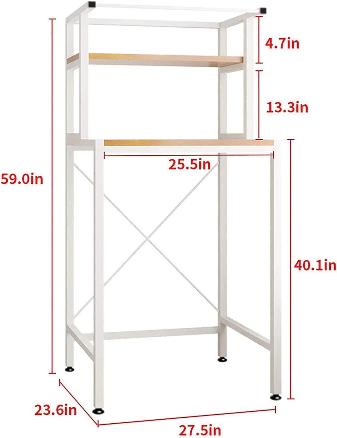 Bathroom Space Saver, Over The Drum Washing Machine Rack, Bathroom Corner Stand Storage Organizer Accessories, Bathroom Tower Shelf, Space Saver. (2 Shelf, White)
