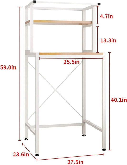 Bathroom Space Saver, Over The Drum Washing Machine Rack, Bathroom Corner Stand Storage Organizer Accessories, Bathroom Tower Shelf, Space Saver. (2 Shelf, White)