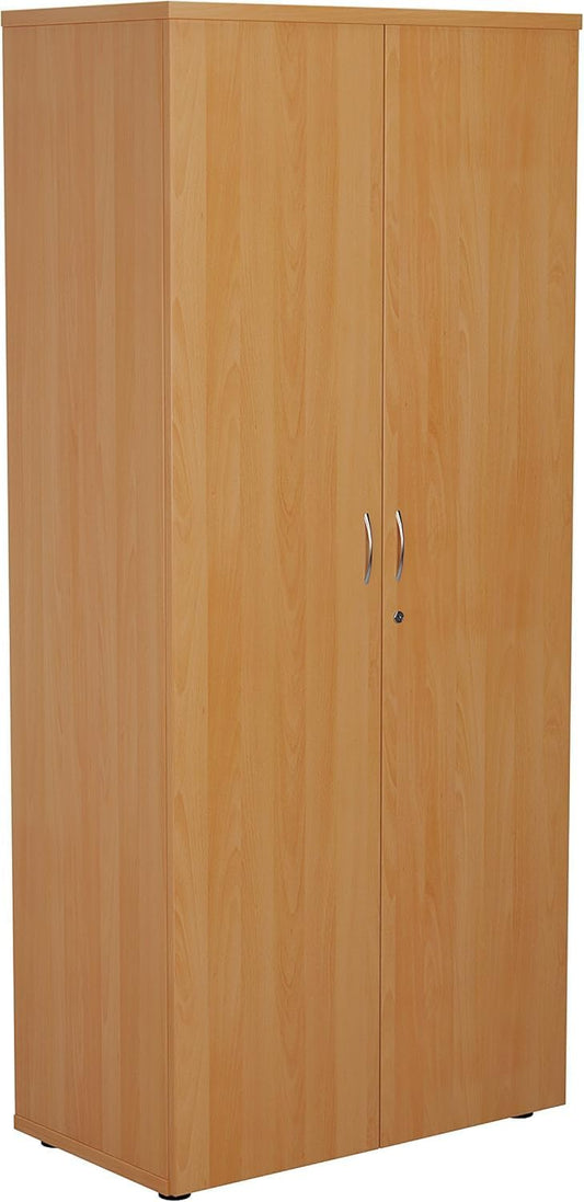 FurniFlex Tall Office Beech Cupboard, 180 cm Size