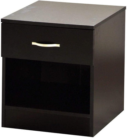 Vida Designs Black Bedside Cabinet, 1 Drawer With Metal Handles and Runners, Unique Anti-Bowing Drawer Support, Riano Bedroom Furniture