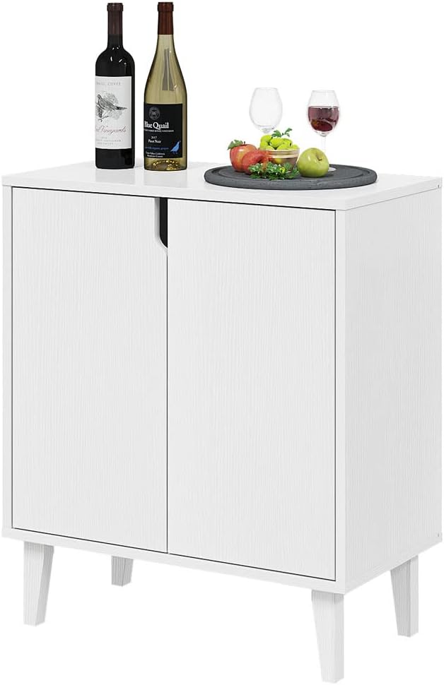 Panana White Coffee Bar Cabinet, Farmhouse Kitchen Sideboard Buffet Storage Cabinet White Accent Sideboard Buffet Cabinet for Kitchen, Dining Room, Living Room, Hallway