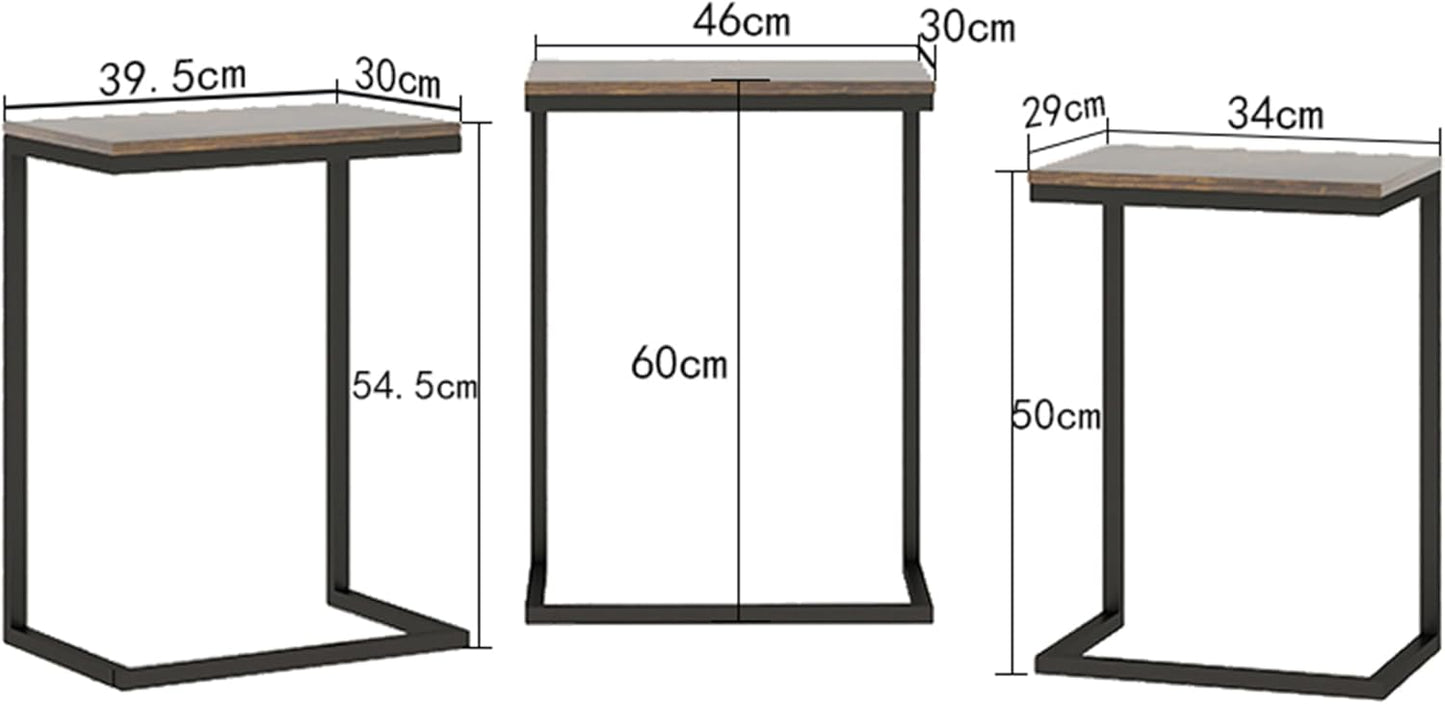 AnneFish Nesting Tables Set of 3, C type coffee table set, Modern Stacking Side Tables, End table with Steel Metal Legs for living room