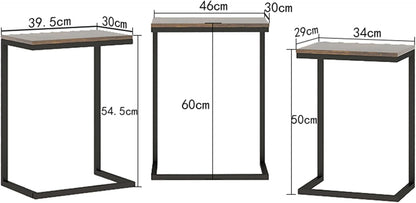 AnneFish Nesting Tables Set of 3, C type coffee table set, Modern Stacking Side Tables, End table with Steel Metal Legs for living room