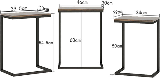AnneFish Nesting Tables Set of 3, C type coffee table set, Modern Stacking Side Tables, End table with Steel Metal Legs for living room