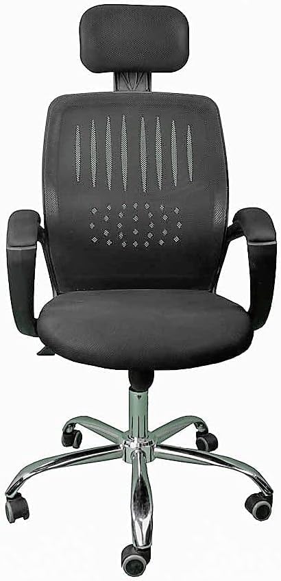 Comfortable Mesh Office Chair with Headrest, Adjustable Height, Black, bY wood desk