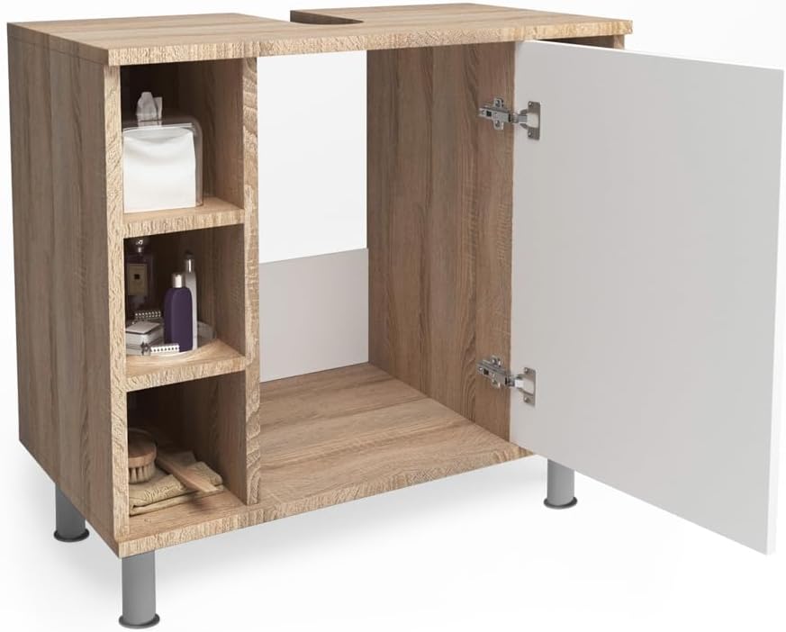 Vicco Fynn Vanity Unit Bathroom Cabinet Vanity Unit Bathroom Furniture (Sonoma/White)