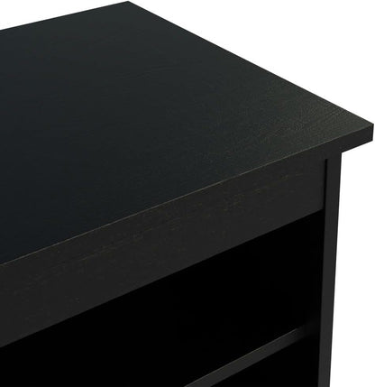 MADESA Modern Entertainment Center, TV Unit, Console Table, TV Stand for TVs up to 65 Inches, with Wire Management and Storage Shelves (Black)