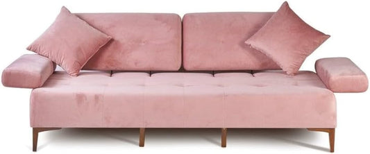 RicRac Zan Wood Ronama Sofa Bed, 220 cm x 106 cm Size, Pink