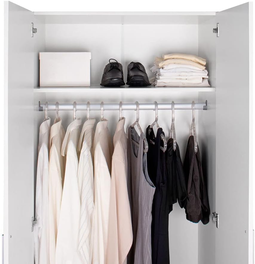 Madesa 2 Door Wardrobe Storage Cabinet, 71” H x 20” D x 31” L - White