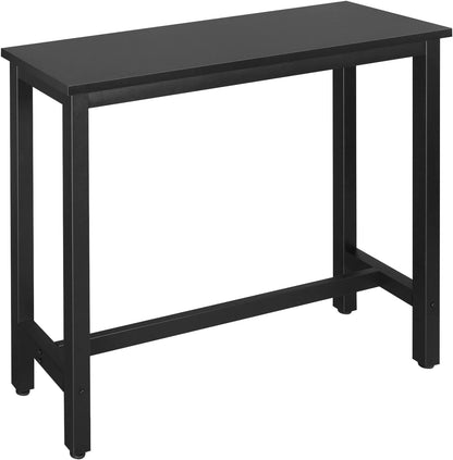 WOLTU Kitchen Bar Table Counter Breakfast Dining Table Black Coffee Table Metal Legs with Footrest for Kitchen Dining Room Conservatory Patio