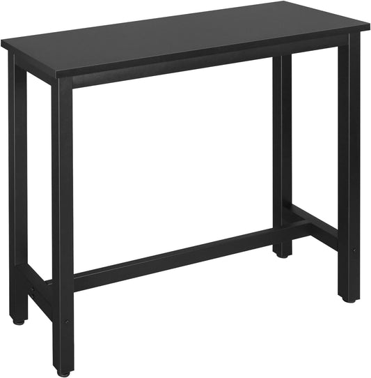 WOLTU Kitchen Bar Table Counter Breakfast Dining Table Black Coffee Table Metal Legs with Footrest for Kitchen Dining Room Conservatory Patio