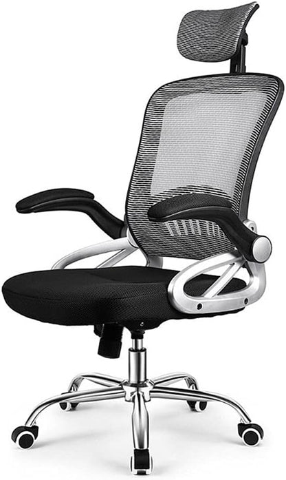 KAYLEENDEER Ergonomic Office Chair, High-Back Reclining Chair, Comfortable Mesh Computer Chair,Cushion Lumbar Support, with Adjustable Swivel Rolling Gaming Chair (Grey)