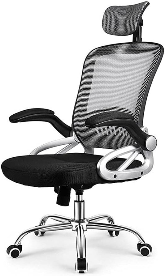 KAYLEENDEER Ergonomic Office Chair, High-Back Reclining Chair, Comfortable Mesh Computer Chair,Cushion Lumbar Support, with Adjustable Swivel Rolling Gaming Chair (Grey)