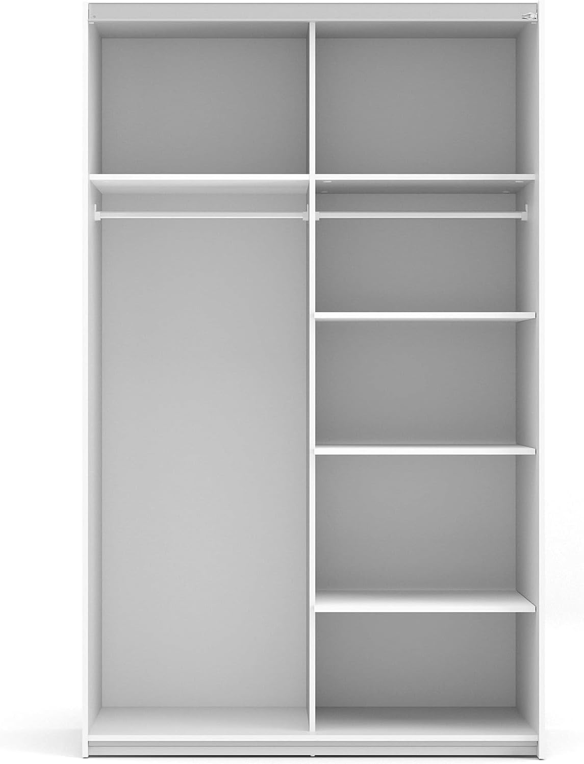 FurniFlex Verona Sliding Wardrobe with Doors and 5 Shelves, 120 cm Size, White/Oak