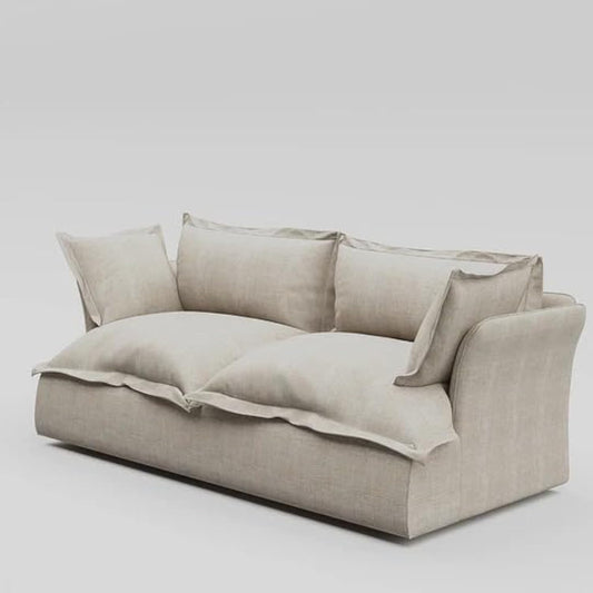 ariika Haven 2 Seater Sofa 205 x 100 H:80 cm - Beige, 100% Polyester Linen Texture Soft Feel, Latex & down alternative filling.