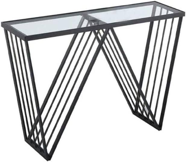 Console table - metal - glass - black - 100cm