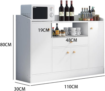 Sideboard Cabinet, Wooden Kitchen Cabinet with 1 Drawer & 4 Doors for Microwave Oven, Tableware and Kitchen Utensils, Modern Storage Cabinet for Dining Room, Living Room and Kitchen, CDA5 (White)