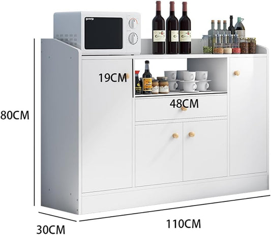 Sideboard Cabinet, Wooden Kitchen Cabinet with 1 Drawer & 4 Doors for Microwave Oven, Tableware and Kitchen Utensils, Modern Storage Cabinet for Dining Room, Living Room and Kitchen, CDA5 (White)