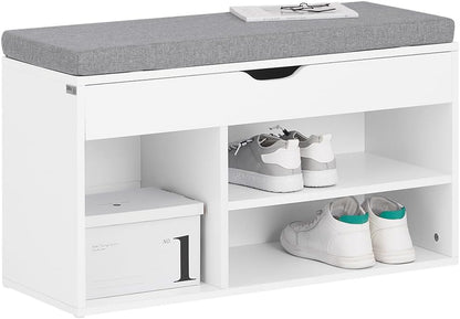 SoBuy FSR45-HG,Shoe Storage Cabinet,Shoe Rack Shoe Bench with Lift Up Bench Top and Grey Cushion