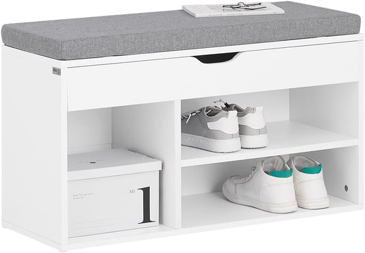 SoBuy FSR45-HG,Shoe Storage Cabinet,Shoe Rack Shoe Bench with Lift Up Bench Top and Grey Cushion