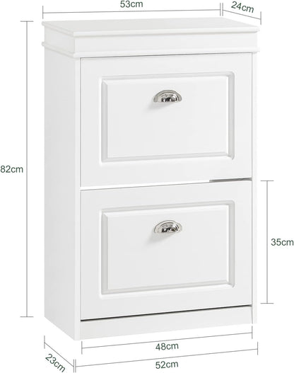 SoBuy Haotian FSR78-W, 2 Drawers Shoe Cabinet Shoe Rack Shoe Storage Cupboard Organizer Unit