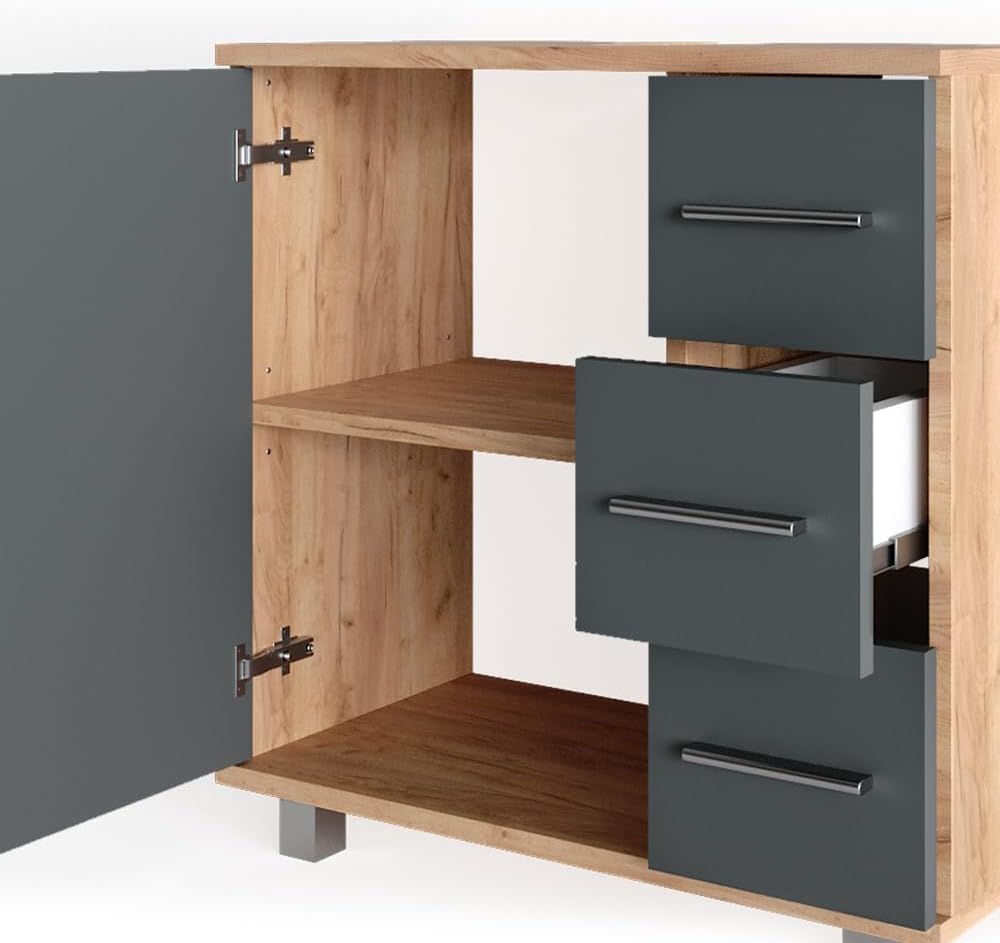 Vicco Ilias Vanity Unit 60 x 60.8 cm Oak/Anthracite