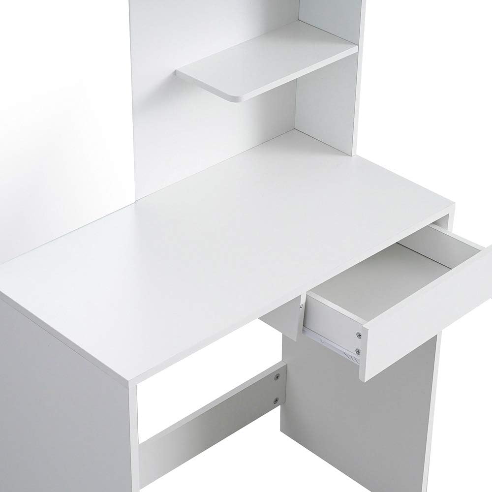Panana Dressing Table White with a Large Mirror, Makeup Vanity Bedroom Dresser Set with 1 Drawers & 3 Shelves for Ample Storage (Style1)