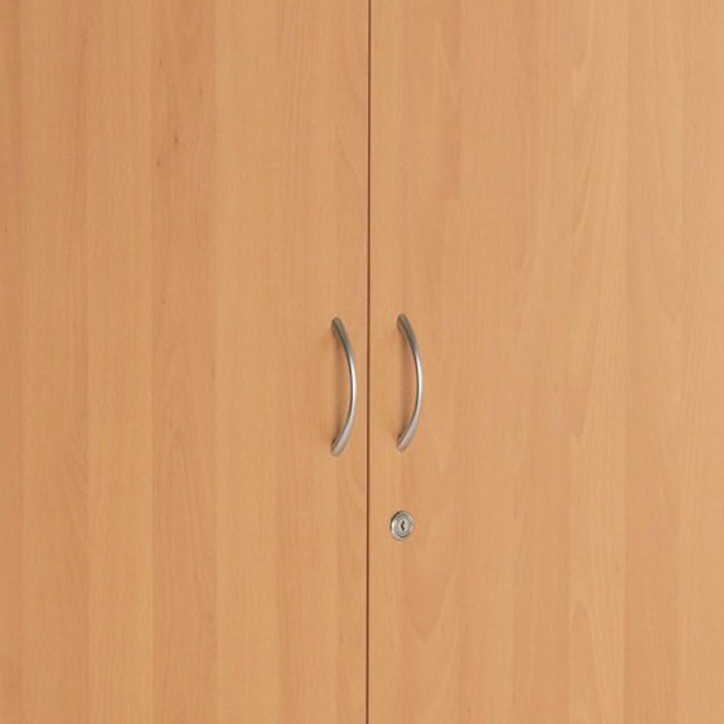FurniFlex Tall Office Beech Cupboard, 180 cm Size