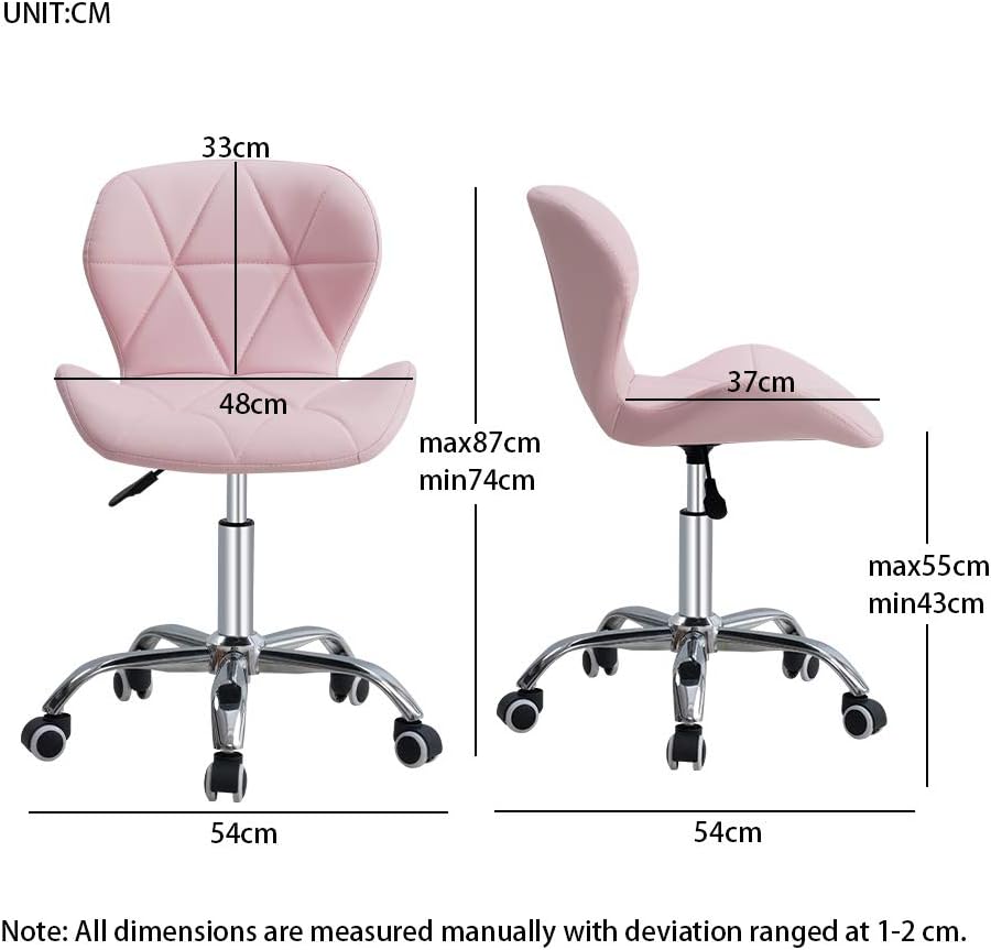 HomJoy Modern Design Office Chair, Swivel Computer Chair with PU Leather, Chrome Base, and Gas Lift, Height Adjustable Computer Desk Chair (Pink, PU)