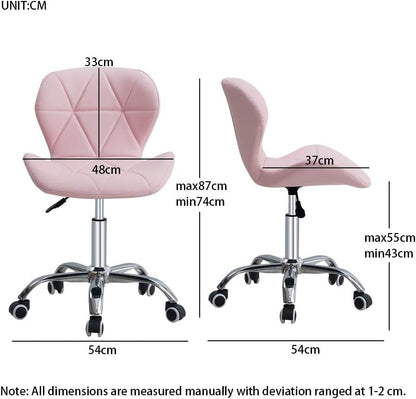 HomJoy Modern Design Office Chair, Swivel Computer Chair with PU Leather, Chrome Base, and Gas Lift, Height Adjustable Computer Desk Chair (Pink, PU)