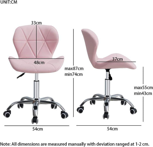 HomJoy Modern Design Office Chair, Swivel Computer Chair with PU Leather, Chrome Base, and Gas Lift, Height Adjustable Computer Desk Chair (Pink, PU)