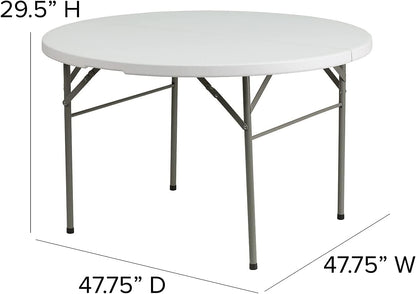 Hanaiette 48'' Portable Round Bi-Fold Granite White Plastic Folding Camping Tables,Foldable Lightweight Table,for Picnic,Garden,Party,Beach..