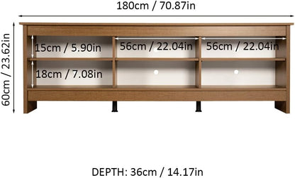 MADESA TV Stand with 6 Shelves and Cable Management, for TVs up to 75 Inches, Wood TV Bench, 23” H x 14" D x 71” L – Rustic