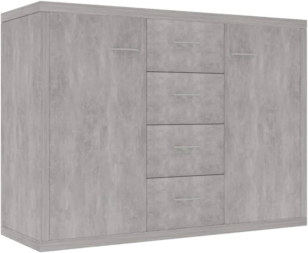 vidaXL Sideboard Storage Cabinet Home Interior Decor Living Room Bedroom Shelf Stand Furniture Organiser Buffet Server Concrete Grey Chipboard