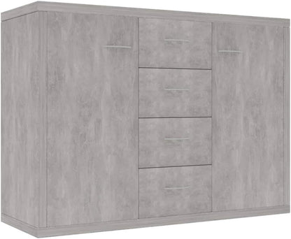 vidaXL Sideboard Storage Cabinet Home Interior Decor Living Room Bedroom Shelf Stand Furniture Organiser Buffet Server Concrete Grey Chipboard