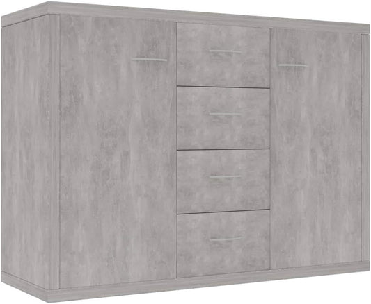 vidaXL Sideboard Storage Cabinet Home Interior Decor Living Room Bedroom Shelf Stand Furniture Organiser Buffet Server Concrete Grey Chipboard