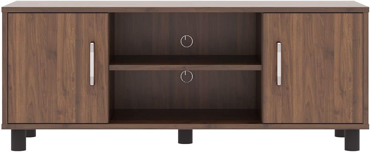 Wakefit TV Unit | 1 Year Warranty | TV Stand Table, TV Unit for Living Room, TV Cabinet, Cabinet Engineered Wood Cabinet with 2 Door & Open Shelf Storage Upto 42'' (Fortnite, Brown)