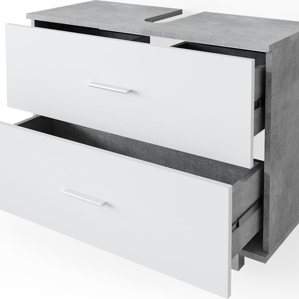 Vicco Ilias Vanity Unit Concrete/White 80 x 60.8 cm