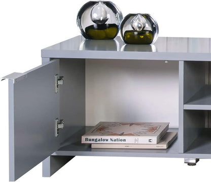 MADESA TV Stand Cabinet with Storage Space and Cable Management, TV Table Unit for TVs up to 65 Inches, Wooden, 40 H x 38 D x 145 L cm - Grey