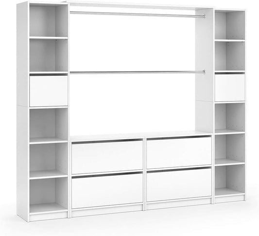 Vicco Guest Wardrobe White Hallway Cupboard - Open Walk In Clothes Stand Wardrobe Hallway Recess Coat Stand (Set XXXL)