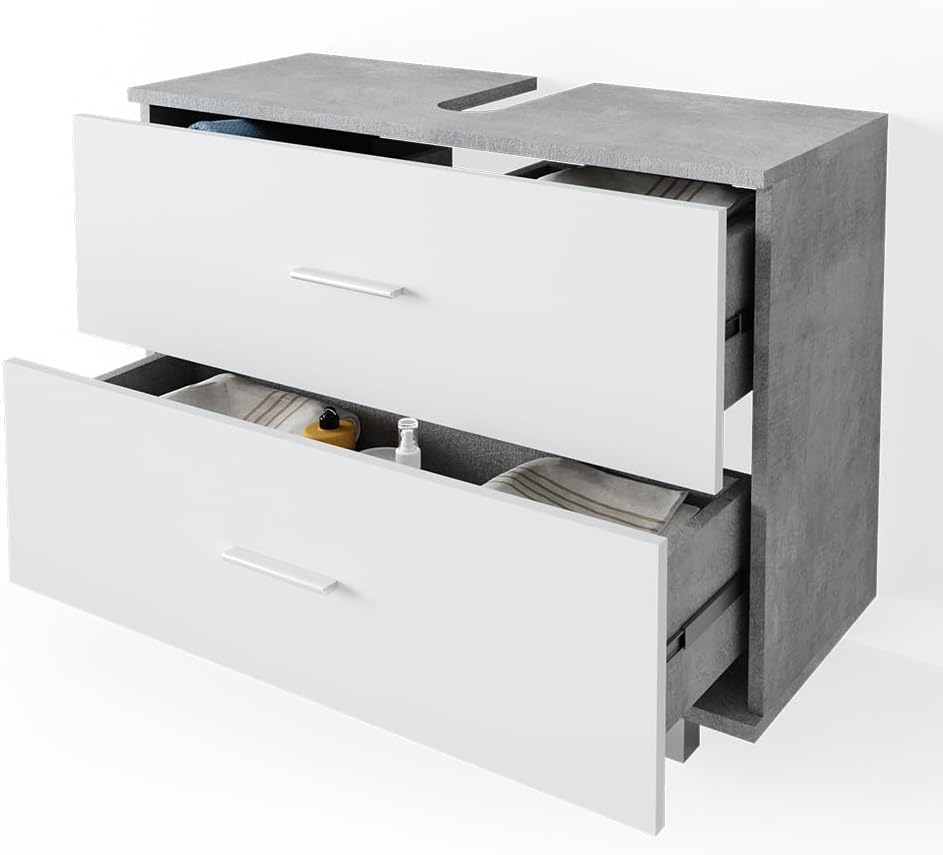 Vicco Ilias Vanity Unit Concrete/White 80 x 60.8 cm