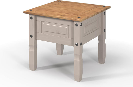 FurniFlex Mexican Solid Pine Side Coffee Table, Grey